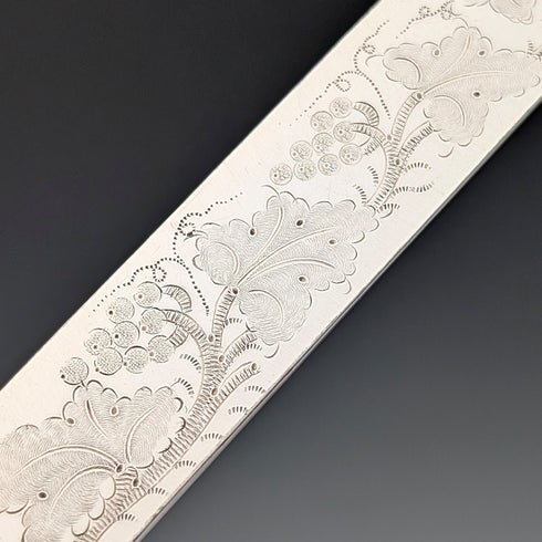 約 1875 年英國古董白色珍珠母手柄甜點餐具,6 對,帶托盤